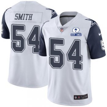 Nike Cowboys #54 Jaylon Smith White Men's Stitched With Established In 1960 Patch NFL Limited Rush Jersey