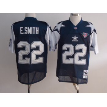 Dallas Cowboys #22 Emmitt Smith Blue Thanksgiving 75TH Throwback Jersey