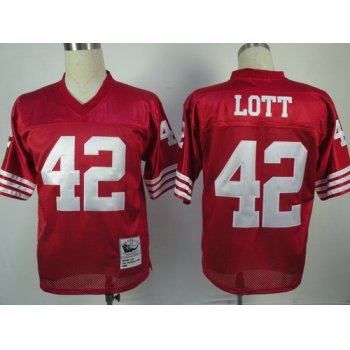 San Francisco 49ers #42 Ronnie Lott Red Throwback Jersey