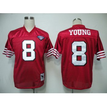 San Francisco 49ers #8 Steve Young Red 75TH Throwback Jersey