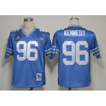 Seattle Seahawks #96 Cortez Kennedy Hall of Fame Blue Throwback Jersey
