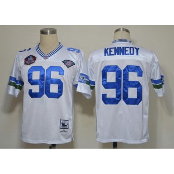 Seattle Seahawks #96 Cortez Kennedy Hall of Fame White Throwback Jersey