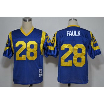 St. Louis Rams #28 Marshall Faulk Light Blue Throwback Jersey
