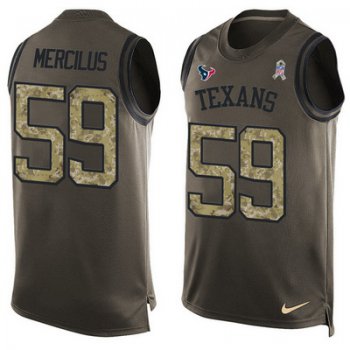 Men's Houston Texans #59 Whitney Mercilus Green Salute to Service Hot Pressing Player Name & Number Nike NFL Tank Top Jersey