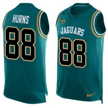 Men's Jacksonville Jaguars #88 Allen Hurns Teal Green Hot Pressing Player Name & Number Nike NFL Tank Top Jersey