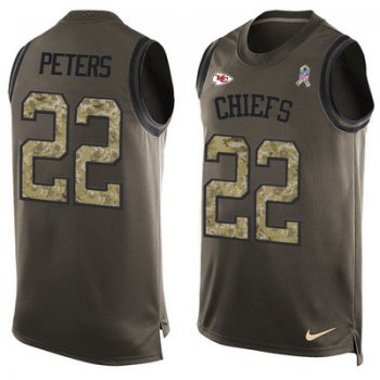 Men's Kansas City Chiefs #22 Marcus Peters Green Salute to Service Hot Pressing Player Name & Number Nike NFL Tank Top Jersey
