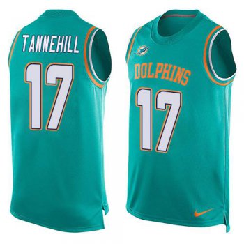 Men's Miami Dolphins #17 Ryan Tannehill Aqua Green Hot Pressing Player Name & Number Nike NFL Tank Top Jersey