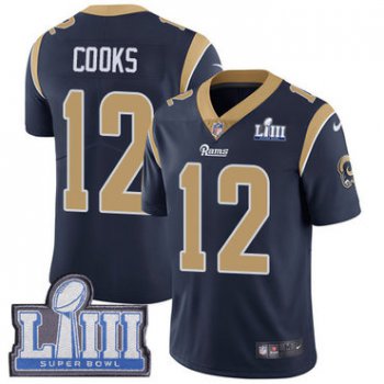 #12 Limited Brandin Cooks Navy Blue Nike NFL Home Youth Jersey Los Angeles Rams Vapor Untouchable Super Bowl LIII Bound