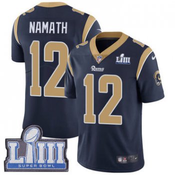#12 Limited Joe Namath Navy Blue Nike NFL Home Youth Jersey Los Angeles Rams Vapor Untouchable Super Bowl LIII Bound