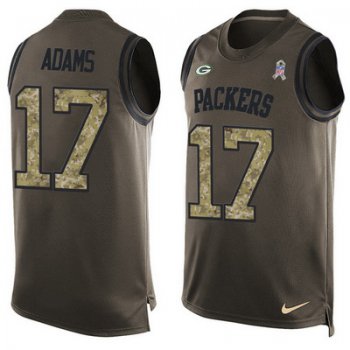Men's Green Bay Packers #17 Davante Adams Green Salute to Service Hot Pressing Player Name & Number Nike NFL Tank Top Jersey