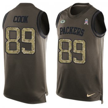 Men's Green Bay Packers #89 Jared Cook Green Salute to Service Hot Pressing Player Name & Number Nike NFL Tank Top Jersey