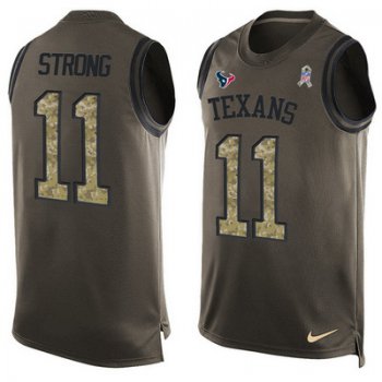 Men's Houston Texans #11 Jaelen Strong Green Salute to Service Hot Pressing Player Name & Number Nike NFL Tank Top Jersey