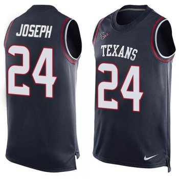 Men's Houston Texans #24 Johnathan Joseph Navy Blue Hot Pressing Player Name & Number Nike NFL Tank Top Jersey