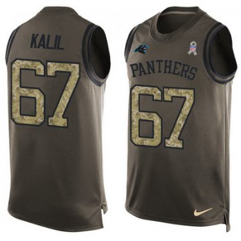 Men's Carolina Panthers #67 Ryan Kalil Green Salute to Service Hot Pressing Player Name & Number Nike NFL Tank Top Jersey