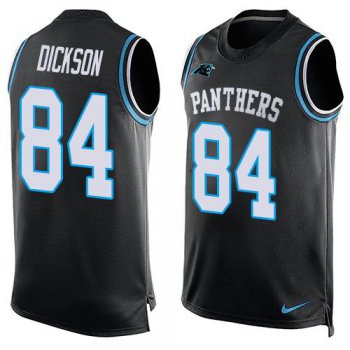 Men's Carolina Panthers #84 Ed Dickson Black Hot Pressing Player Name & Number Nike NFL Tank Top Jersey