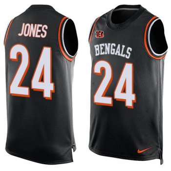 Men's Cincinnati Bengals #24 Adam Jones Black Hot Pressing Player Name & Number Nike NFL Tank Top Jersey