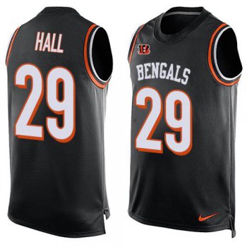Men's Cincinnati Bengals #29 Leon Hall Black Hot Pressing Player Name & Number Nike NFL Tank Top Jersey