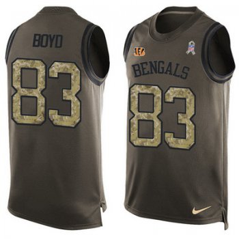 Men's Cincinnati Bengals #83 Tyler Boyd Green Salute to Service Hot Pressing Player Name & Number Nike NFL Tank Top Jersey