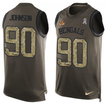 Men's Cincinnati Bengals #90 Michael Johnson Green Salute to Service Hot Pressing Player Name & Number Nike NFL Tank Top Jersey