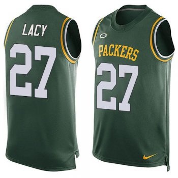 Men's Green Bay Packers #27 Eddie Lacy Green Hot Pressing Player Name & Number Nike NFL Tank Top Jersey