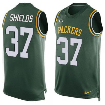 Men's Green Bay Packers #37 Sam Shields Green Hot Pressing Player Name & Number Nike NFL Tank Top Jersey