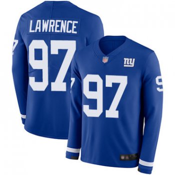 Giants #97 Dexter Lawrence Royal Blue Team Color Men's Stitched Football Limited Therma Long Sleeve Jersey
