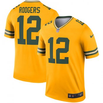 Nike Green Bay Packers 12 Aaron Rodgers Gold Inverted Legend Jersey