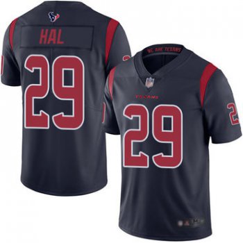 Texans #29 Andre Hal Navy Blue Men's Stitched Football Limited Rush Jersey