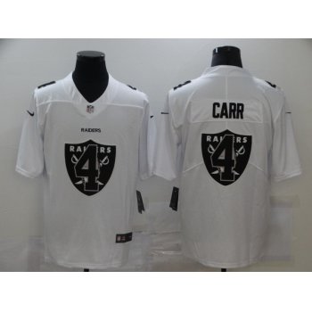 Men's Las Vegas Raiders #4 Derek Carr White 2020 Shadow Logo Vapor Untouchable Stitched NFL Nike Limited Jersey