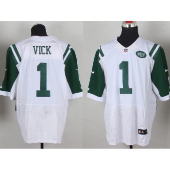 Nike New York Jets #1 Michael Vick White Elite Jersey