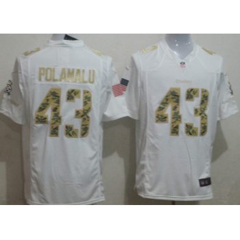Nike Pittsburgh Steelers #43 Troy Polamalu Salute to Service White Game Jersey