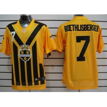 Nike Pittsburgh Steelers #7 Ben Roethlisberger 1933 Yellow Throwback Jersey