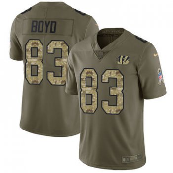Nike Bengals #83 Tyler Boyd Olive Camo Men's Stitched NFL Limited 2017 Salute To Service Jersey