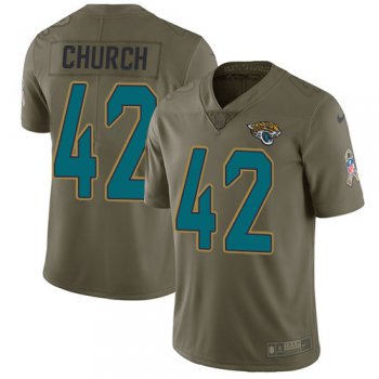 Nike Jaguars #42 Barry Church Olive Men's Stitched NFL Limited 2017 Salute To Service Jersey