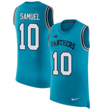 Nike Panthers #10 Curtis Samuel Blue Alternate Men's Stitched NFL Limited Rush Tank Top Jersey
