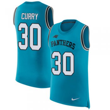 Nike Panthers #30 Stephen Curry Blue Alternate Men's Stitched NFL Limited Rush Tank Top Jersey