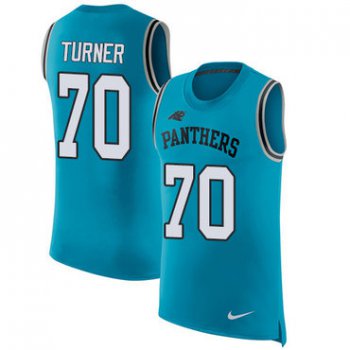 Nike Panthers #70 Trai Turner Blue Alternate Men's Stitched NFL Limited Rush Tank Top Jersey
