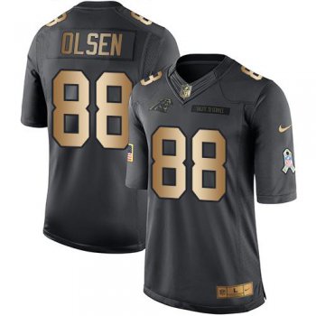 Nike Panthers #88 Greg Olsen Black Men's Stitched NFL Limited Gold Salute To Service Jersey