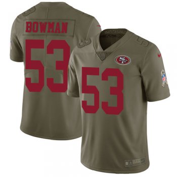 Men's Nike San Francisco 49ers #53 NaVorro Bowman Olive 2017 Salute to Service NFL Limited Stitched Jersey