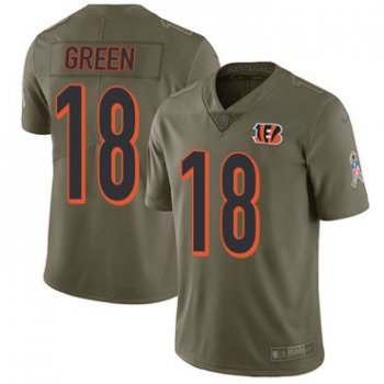 Nike Cincinnati Bengals #18 A.J. Green Olive Men's Stitched NFL Limited 2017 Salute To Service Jersey