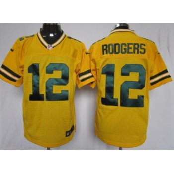 Nike Green Bay Packers #12 Aaron Rodgers Yellow Elite Jersey
