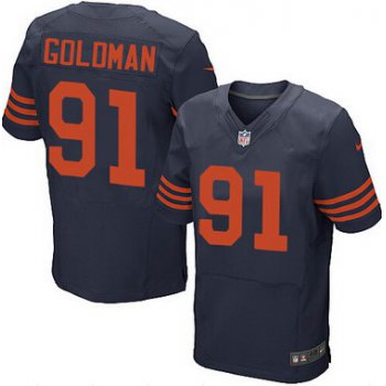 Men's Chicago Bears #91 Eddie Goldman Navy Blue With Orange Alternate NFL Nike Elite Jersey