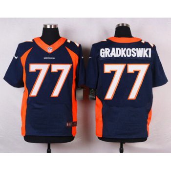 Men's Denver Broncos #77 Gino Gradkowski Navy Blue Alternate NFL Nike Elite Jersey
