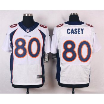 Men's Denver Broncos #80 James Casey White Road NFL Nike Elite Jersey