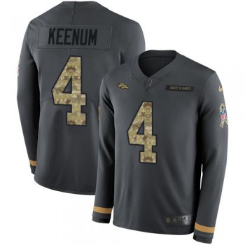 Nike Broncos #4 Case Keenum Anthracite Salute to Service Men's Stitched NFL Limited Therma Long Sleeve Jersey
