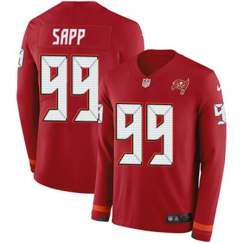 Nike Buccaneers #99 Warren Sapp Red Team Color Men's Stitched NFL Limited Therma Long Sleeve Jersey
