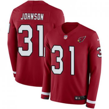 Nike Cardinals #31 David Johnson Red Team Color Men's Stitched NFL Limited Therma Long Sleeve Jersey