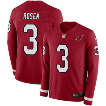 Nike Cardinals #3 Josh Rosen Red Team Color Men's Stitched NFL Limited Therma Long Sleeve Jersey