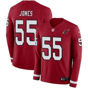 Nike Cardinals #55 Chandler Jones Red Team Color Men's Stitched NFL Limited Therma Long Sleeve Jersey