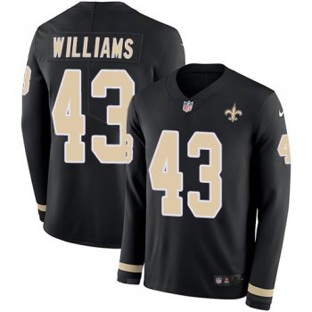 Nike Saints #43 Marcus Williams Black Team Color Men's Stitched NFL Limited Therma Long Sleeve Jersey